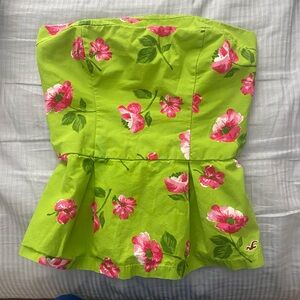 Hollister Bright Green Smocked tube Top
